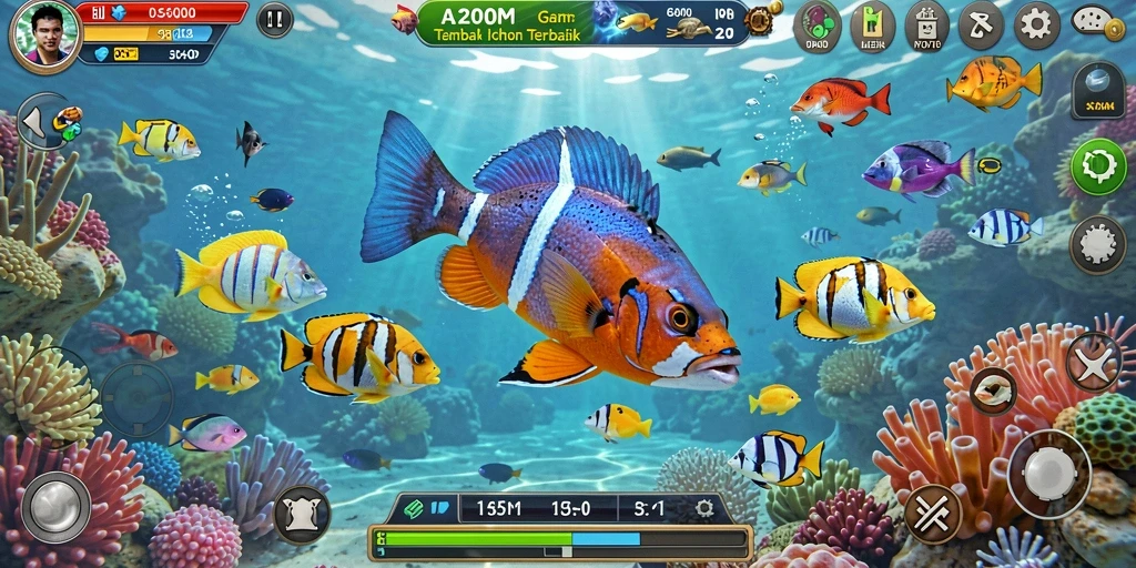 Tampilan gameplay Tembak Ikan yang menegangkan di A200M.
