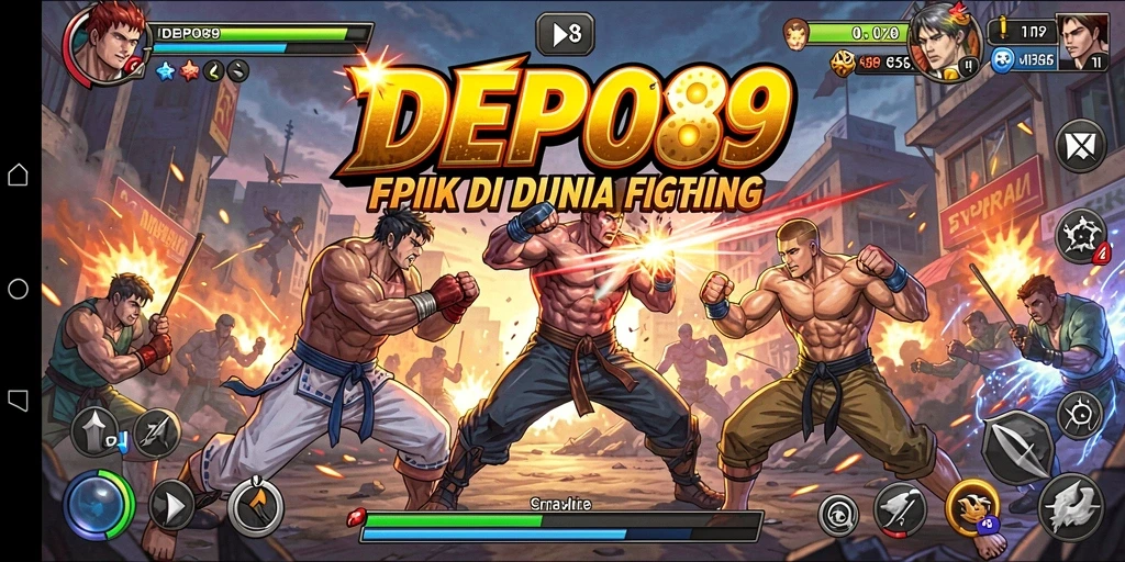 Screenshot utama DEPO89 menampilkan aksi pertarungan yang intens.