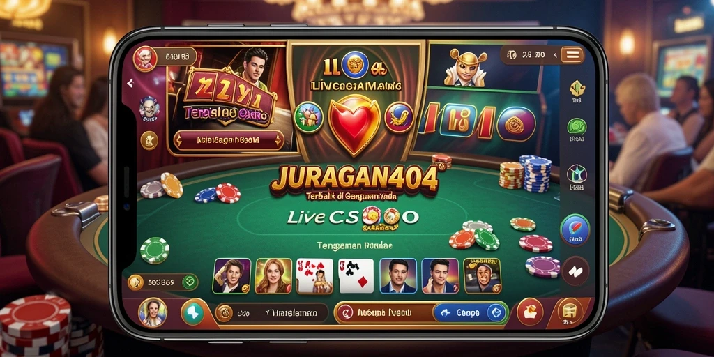 Screenshot gameplay JURAGAN404 menunjukkan suasana Live Casino yang realistis.