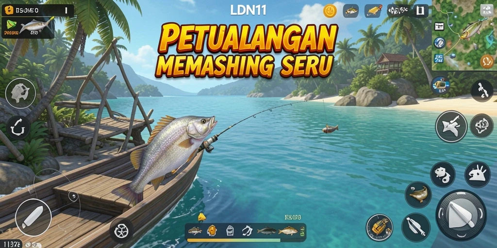 Tampilan gameplay LDN11 yang menawan saat memancing di laut.
