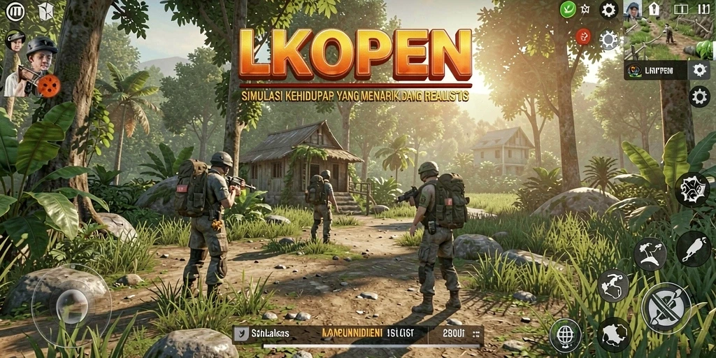 Screenshot gameplay LKOPEN dengan interaksi karakter yang dinamis.