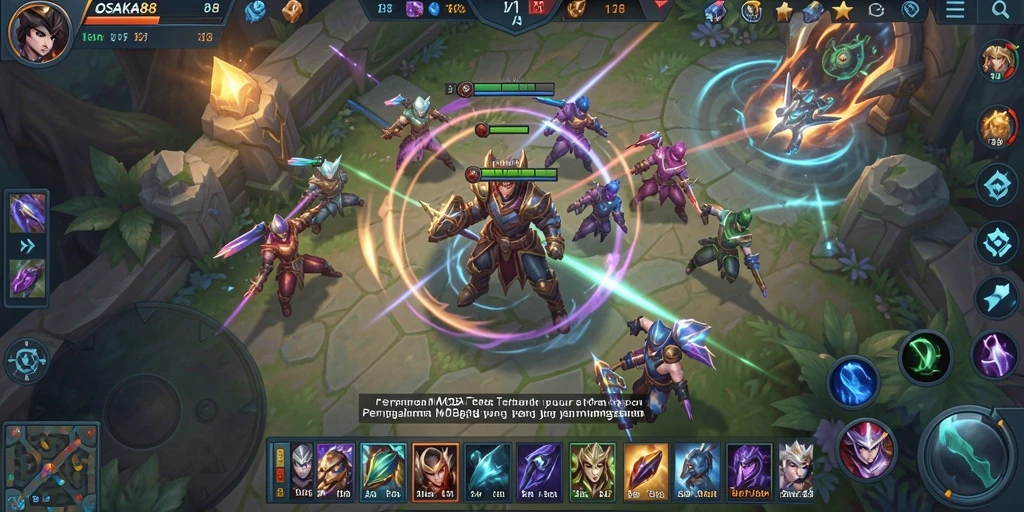 Screenshot OSAKA88 yang menampilkan aksi permainan MOBA yang mendebarkan.