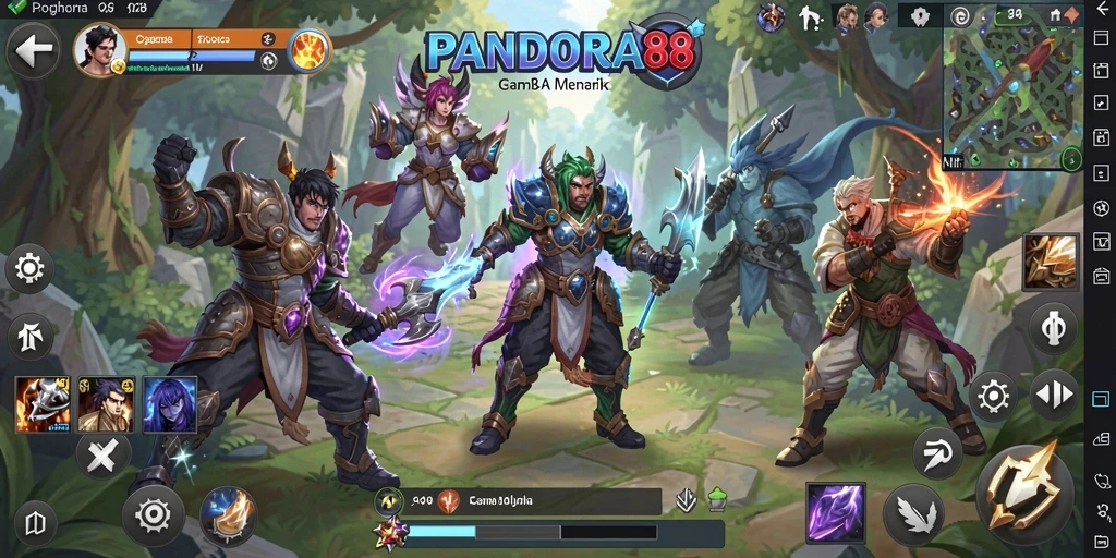 Tangkapan layar gameplay PANDORA88 menampilkan aksi seru di arena MOBA.
