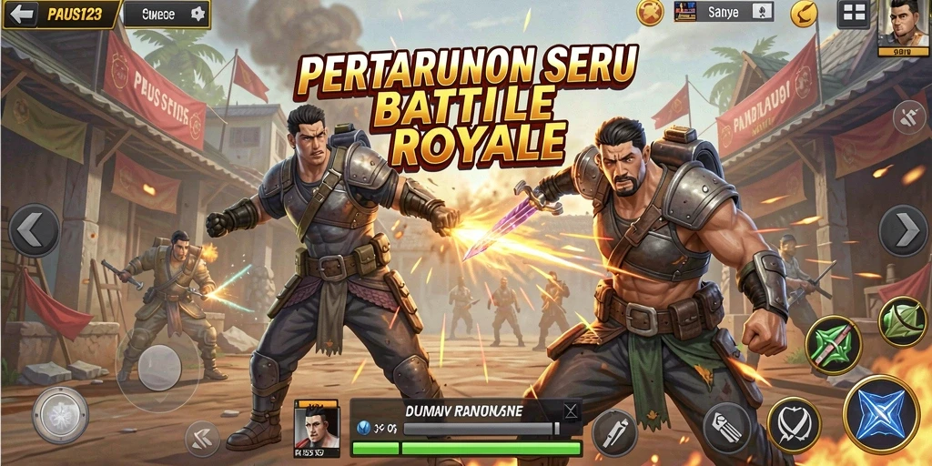 Tangkapan layar PAUS123 menampilkan aksi pertarungan Battle Royale yang mendebarkan.