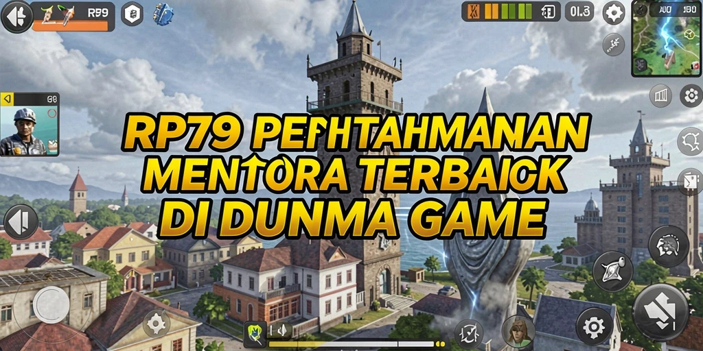 Screenshot utama RP79 menunjukkan aksi menara pertahanan yang intens.