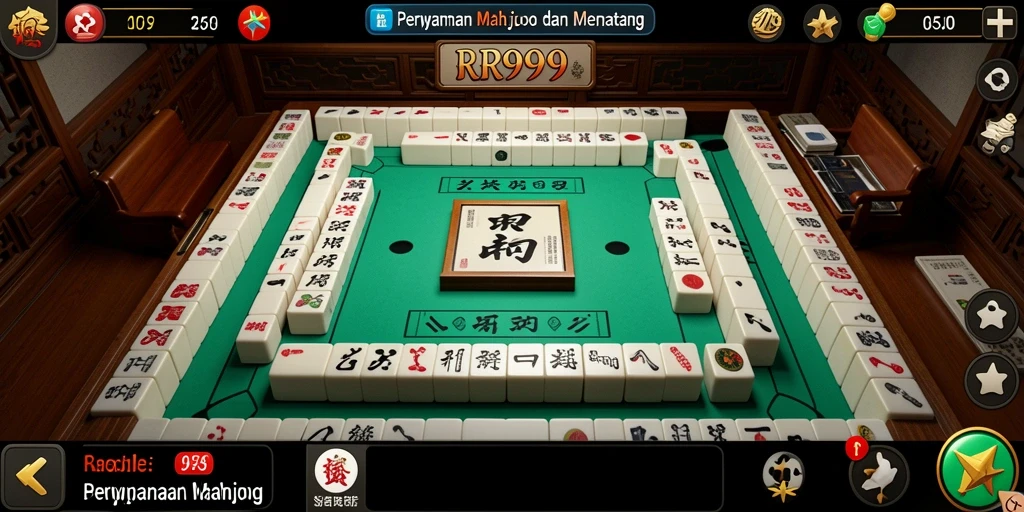 Screenshot utama gameplay RR999 menunjukkan keseruan bermain Mahjong.