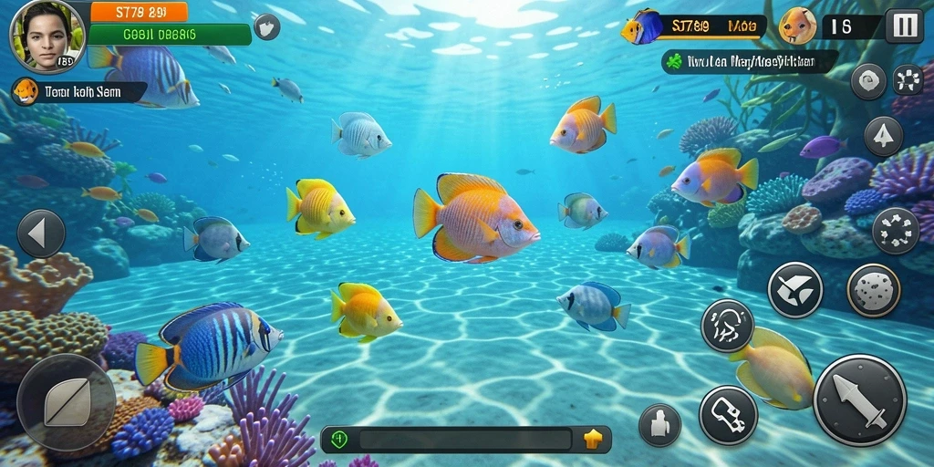 Screenshot gameplay ST789 menampilkan aksi tembak ikan yang menarik.
