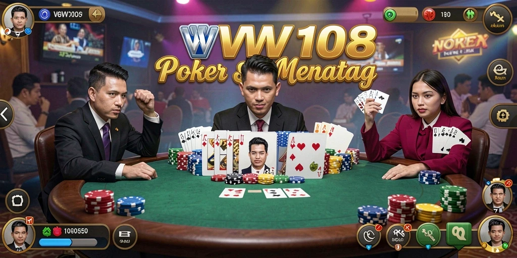 Tampilan gameplay Poker seru dan interaktif di VW108.